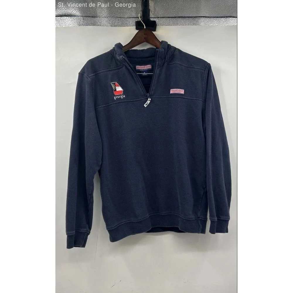 Vineyard Vines Georgia 1/4 Zip Pullover Men's Medium Blue Logo Preppy
